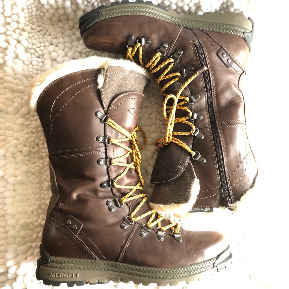 Merrell Natalya Waterproof Brown Leather Boots